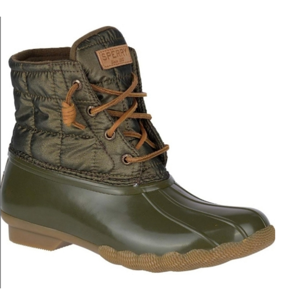 Sperry Green Quilted Nylon Saltwater Women's Duckboots Size 7M